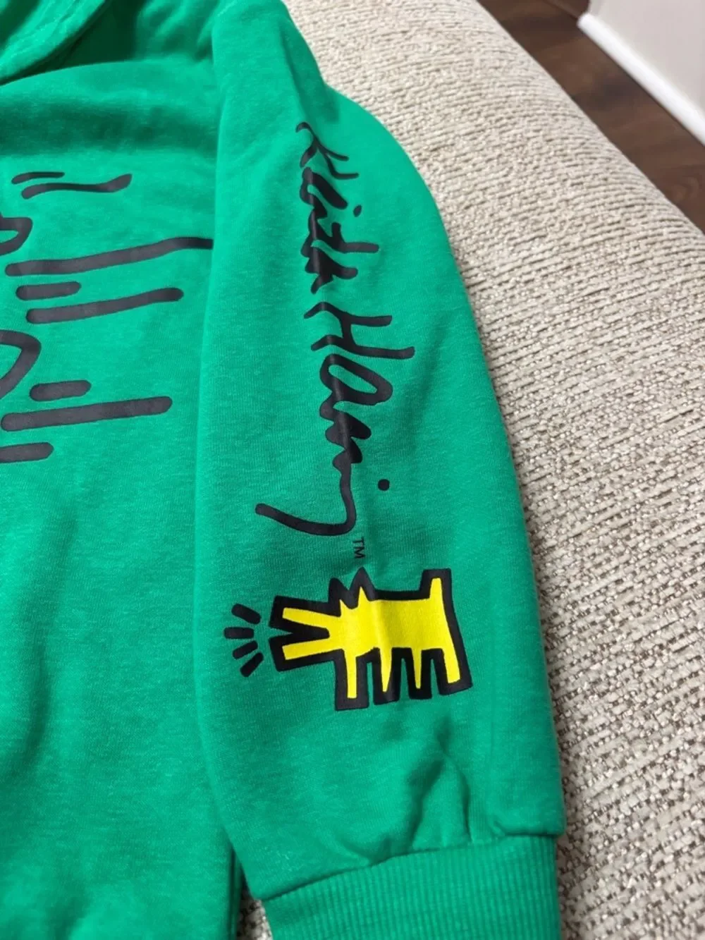 NWOT H&M Keith Haring Teal Green Kids Hoodie 6X/7
